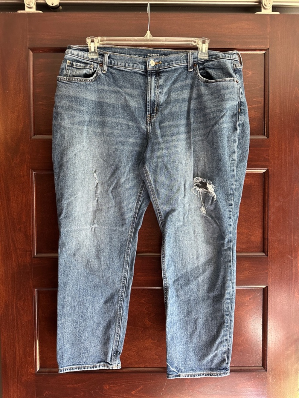Old Navy Women's Boyfriend Jeans - Medium Blue Distress